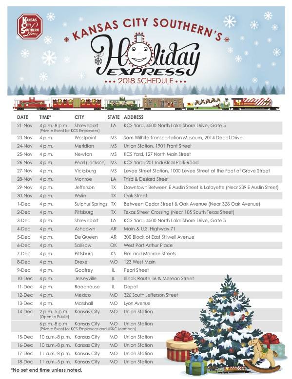 Kcs Christmas Train 2022 Train Schedule - Metro Voice News